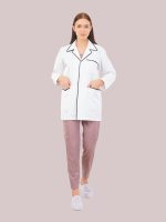 Deep Notch Collar Doctor Lab Coat Dark Grey